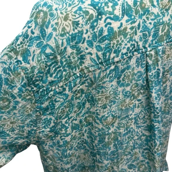 Rip Skirt Hawaii Travel Long Midi Dress Size XL Al Mare Cotton Gauze Roll Sleeve - Picture 6 of 10